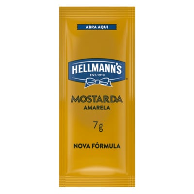 Molho de Mostarda Hellmann's Sachê 7g - Incremente seus hambúrgueres, wraps, batata frita e muito mais com o molho de mostarda Hellmann's .